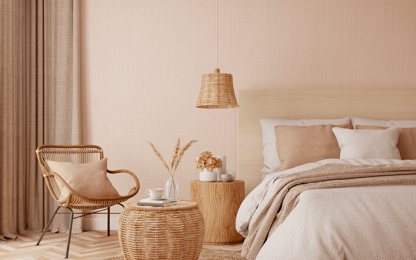 Schlafzimmer Innenausstattung beige